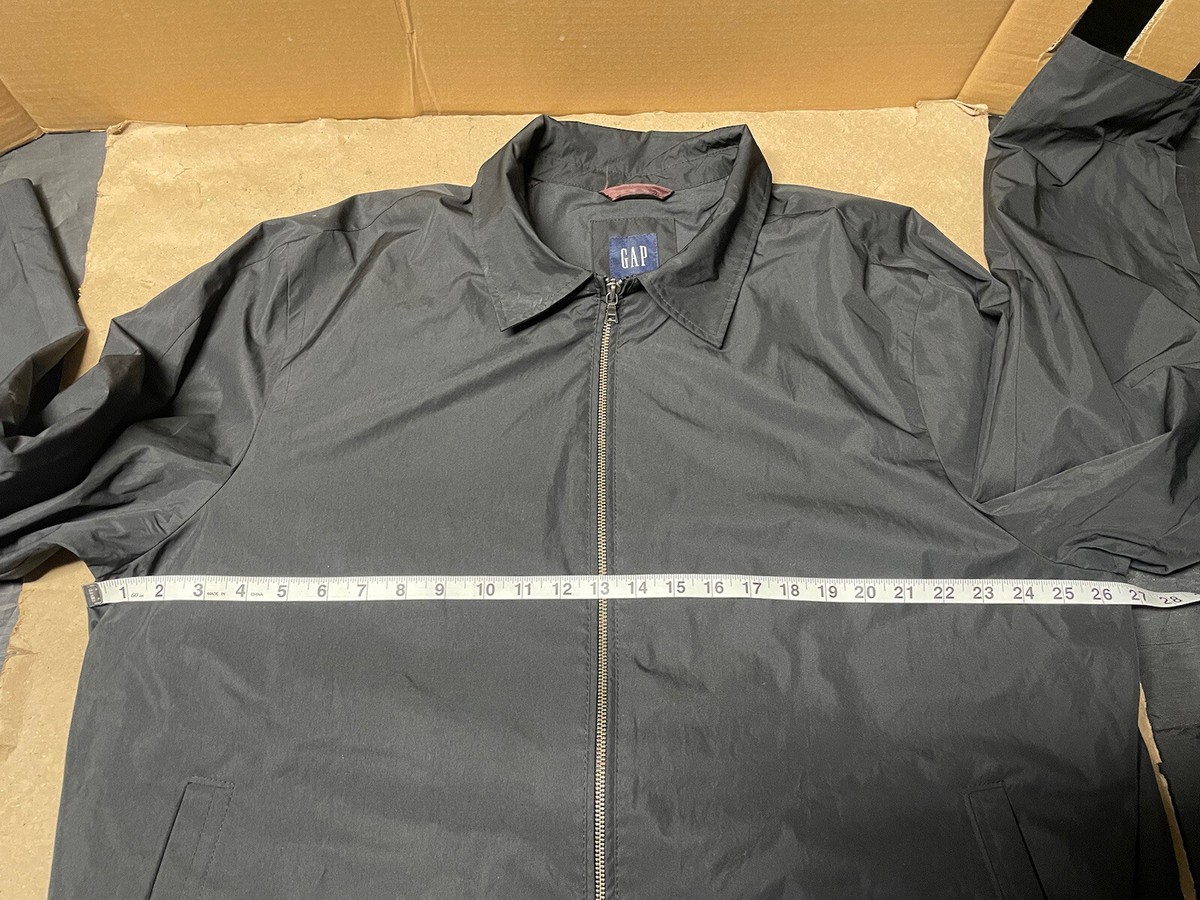 VINTAGE Gap Jacket Mens XXL Black Full Zip Collared Overcoat Shell