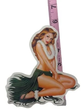 Sexy Hawaiian Girl Grass Skirt Lei Hula Vinyl Sticker Decal  Artist: Cartagena