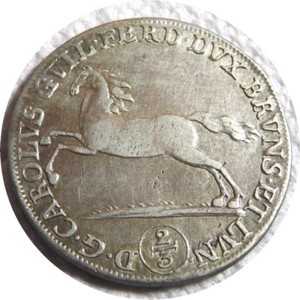 elf Germany Brunswick Wolfenbuttel 2/3 Thaler 1789 MC  Horse 