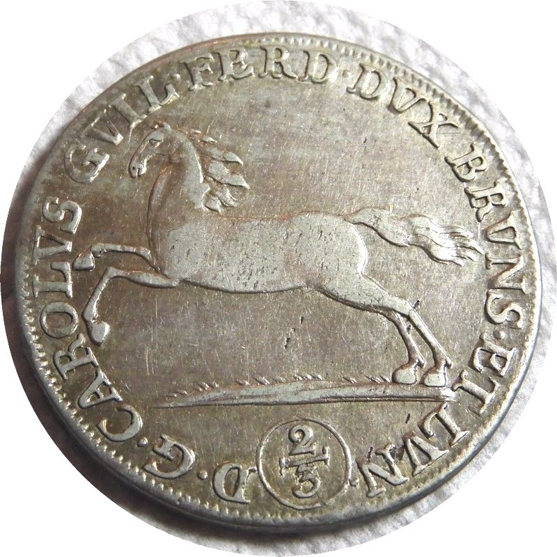 elf Germany Brunswick Wolfenbuttel 2/3 Thaler 1789 MC  Horse 
