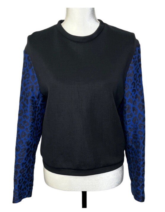 3.1 Phillip Lim Jacquard Leopard Sleeve Black Sweatshirt Sweater