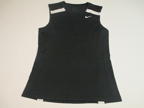 Nike Dri-Fit Jungen Large schwarz mit weißen Akzenten ärmelloses Logo Trainingsshirt.