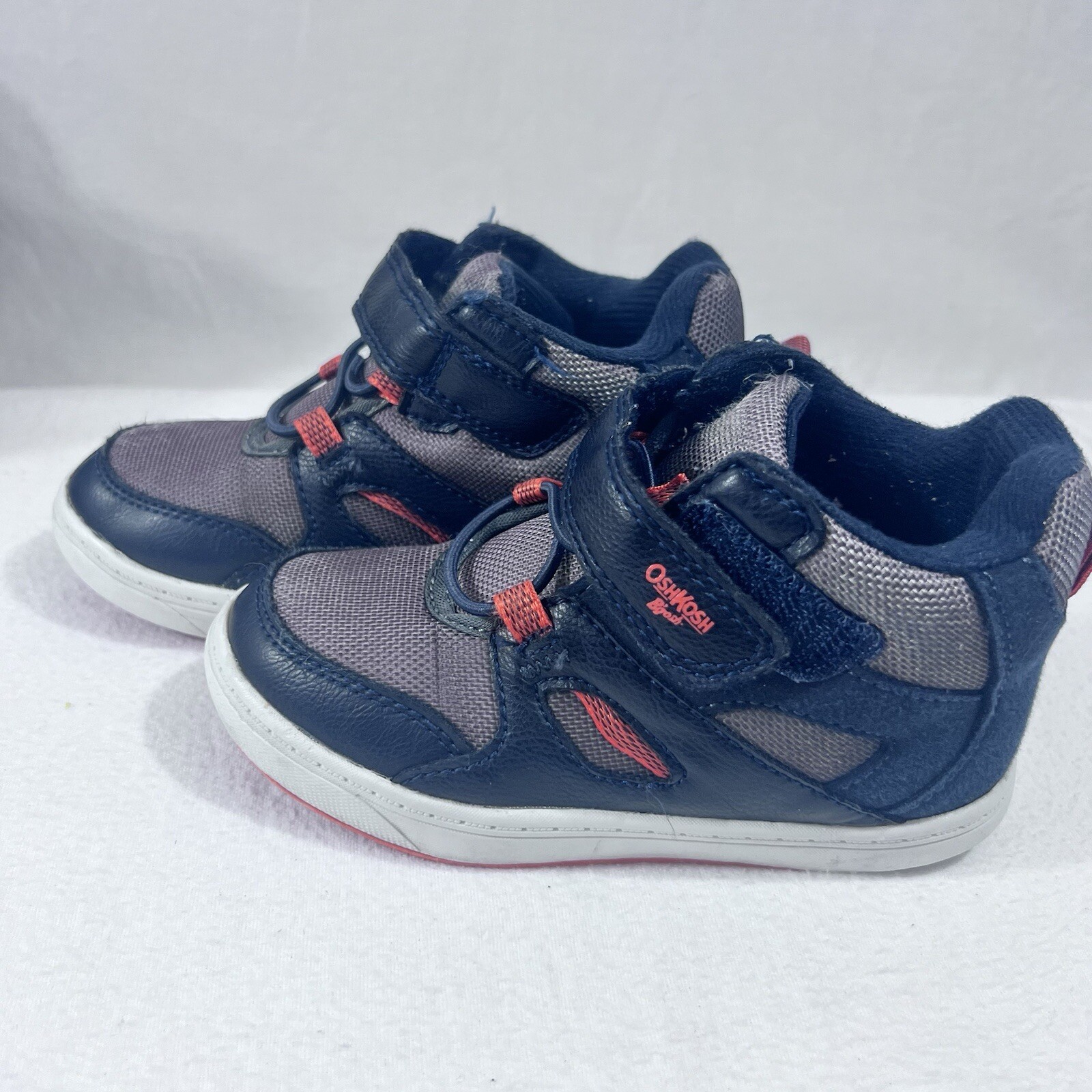 OshKosh B'Gosh Boys Toddler Shoes 9M High Tops Hook & Loop Blue Orange-image