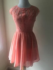 Womens En Creme Lace Coral Dress Small