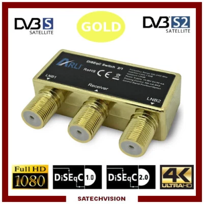 Commutateur DiSEqC 2/1 Gold ARLI, 2 Entrées Satellites 1 Sortie Récepteur - Photo 1/2