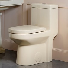 Compact One Piece Toilet Dual Flush 0.8/1.28 GPF for Bathroom12" Rough-In,Bisque