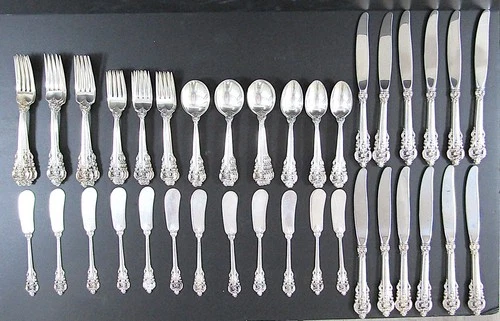 Wallace Solid Sterling Silver Grande Baroque Flatware 12 Place Setting 72 Pieces