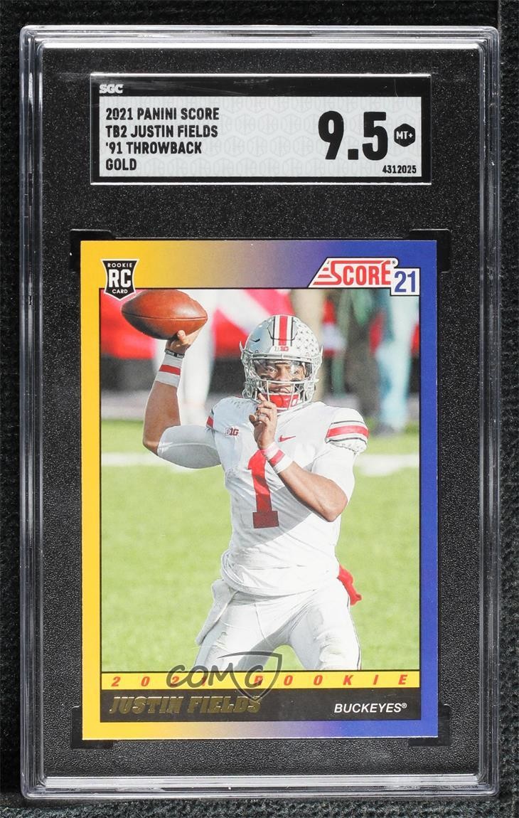 2021 Score 1991 Throwback Rookies Gold Justin Fields #TB2 RC 0g6k