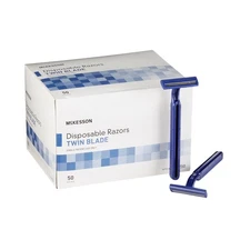 McKesson Disposable Twin Blade Razors Single Edge Blue 16-RZ50 50 Ct