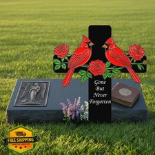 Jiasku Cardinal Metal Grave Cross Stake, Cemetery Memorial Decor