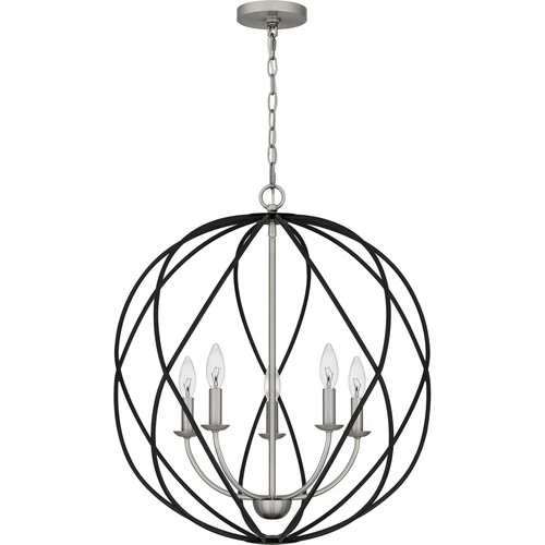 Quoizel BYN2824 5 Light 24"W Taper Candle Multi Light Pendant - Nickel - Picture 8 of 12