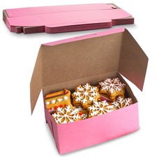 MT Products Pink Cookie Boxes 6" x 4 1/2" x 2 3/4" - Elegant 6 X 4 X 2,
