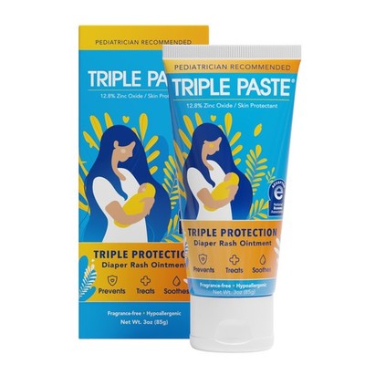 Diaper Rash Cream 3 oz Zinc Oxide Tube Baby White Triple Paste Hypoallergenic
