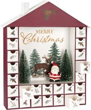 Adventskalender zum Befüllen aus Pappe - Haus mit Weihnachtsmann - 24 Türchen