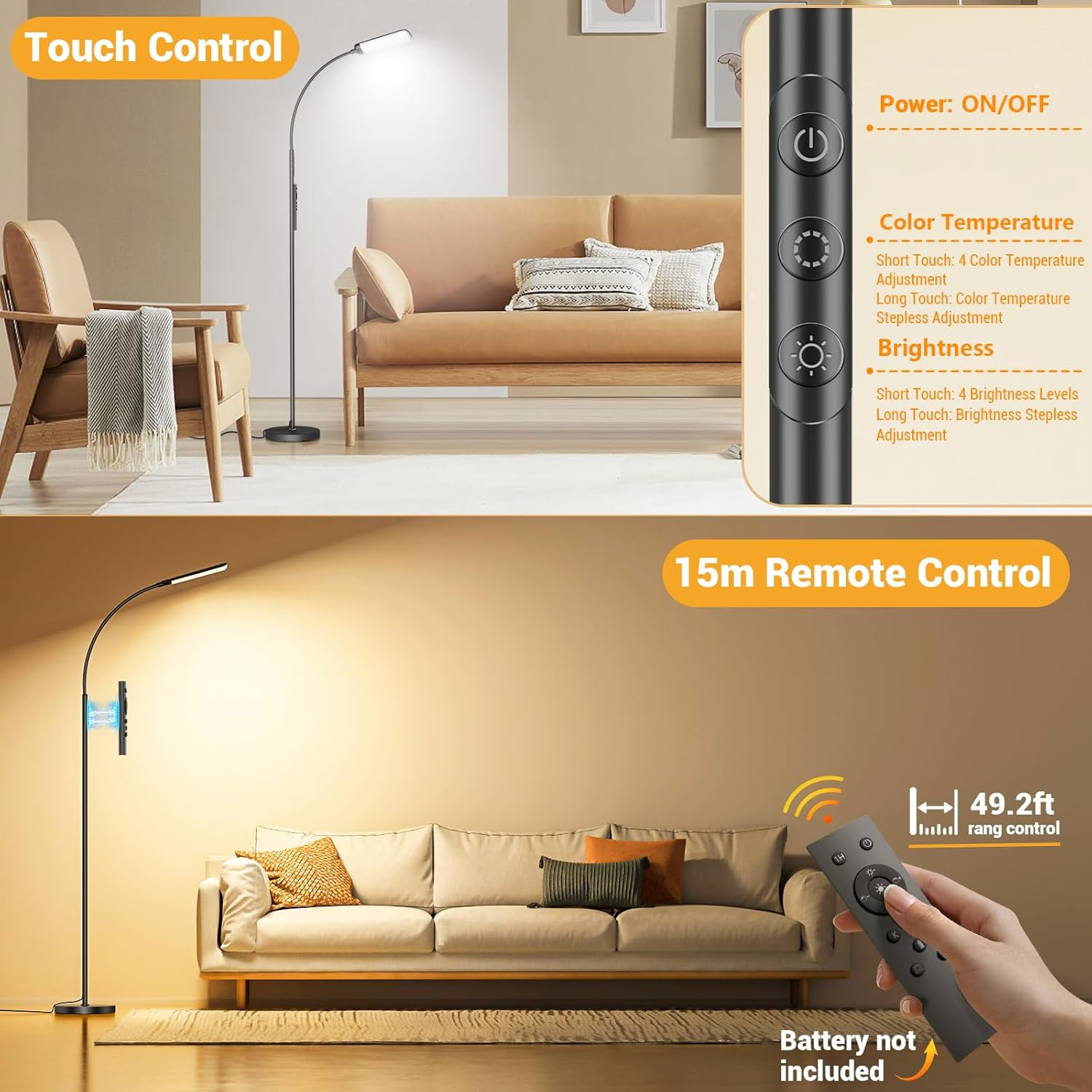 Lampada da terra LED 18W con telecomando foto 4
