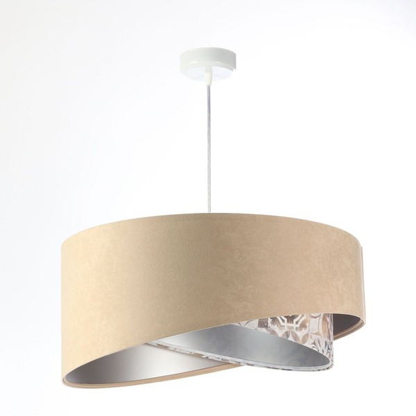 Pendelleuchte HäNgelampe E27 Rund Ø 50 Cm Stoff Velours Optik Modern Wohnzimmer-image