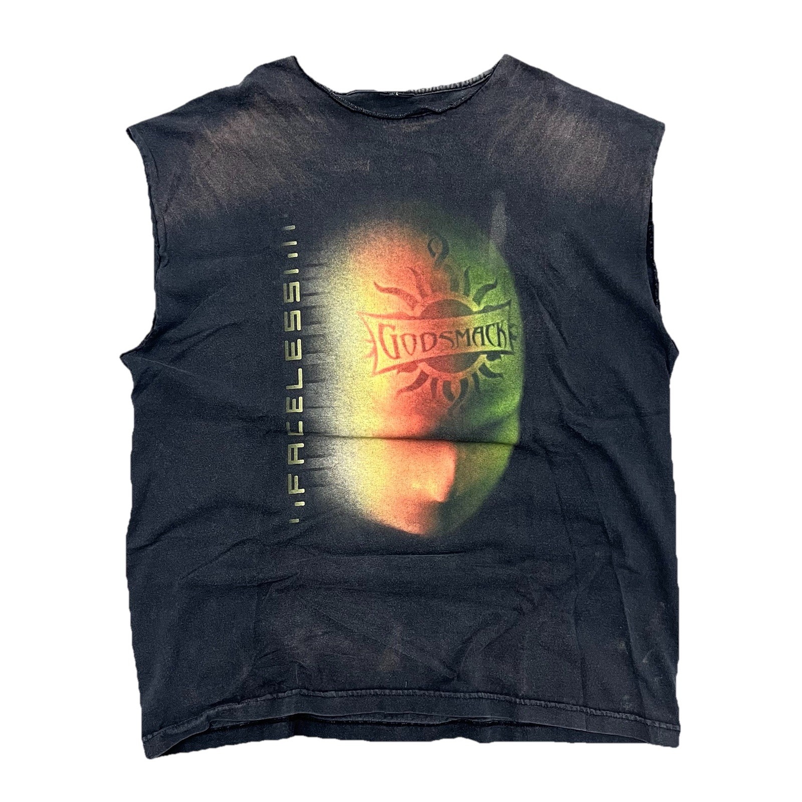 Vintage Y2K 2000s Black Godsmack Faceless Dad Rock Band Tee Sleeveless Gym