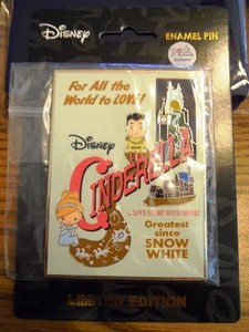 Disney PALM Pink a la mode Cute Movie Poster Cinderella LE300 jumbo Pin