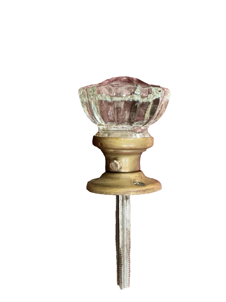 PAR DE PERILLAS DE PUERTA DE VIDRIO ACANALADO VINTAGE - CERRADURA DE MORTAJA - ROSETAS - VARILLA (UN LOTE) Foto 4 de 4