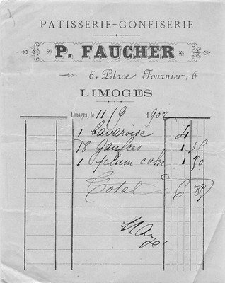 87 LIMOGES patissier FAUCHER 1902 confiserie
