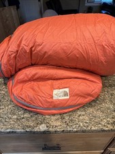 The North Face Large Goose Down Sleeping Bag Vintage Orange Backpacking W/pillow