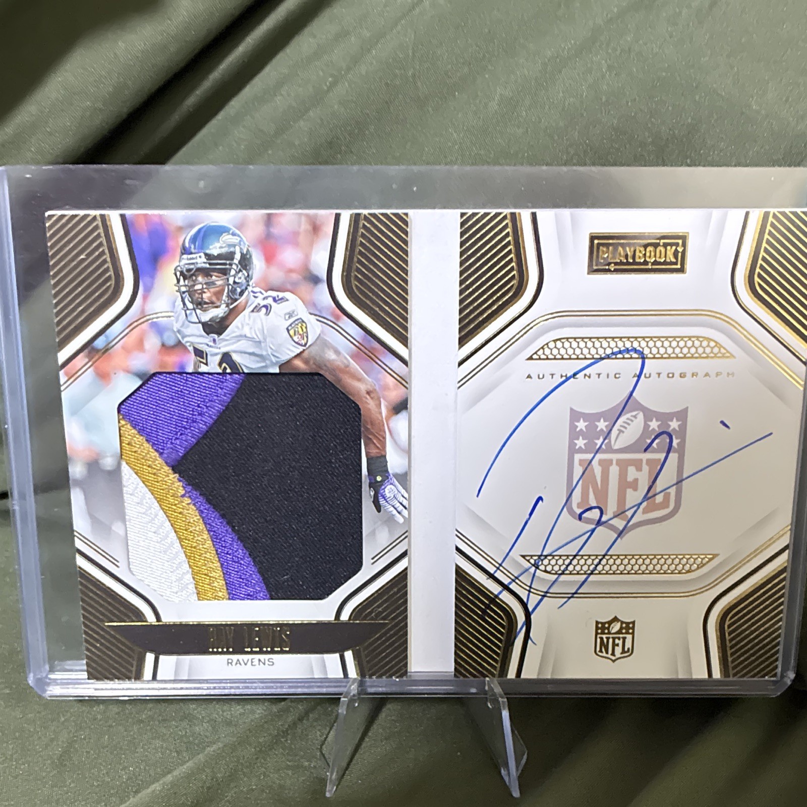 Panini 2022 Playbook Ray Lewis Ravens PlayBook Jersey Auto Booklet Gold /49