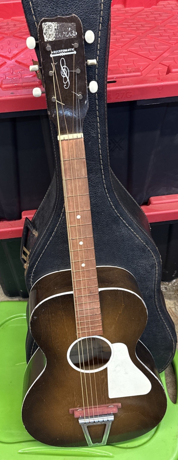 Vintage 1950s 1960s Chris Adjustomatic Parlor Acoustic Guitar With Case