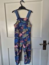 Polarn O. Pyret Soft Jungle Print Blue Dungarees Age 3-4 Quality Swedish Brand