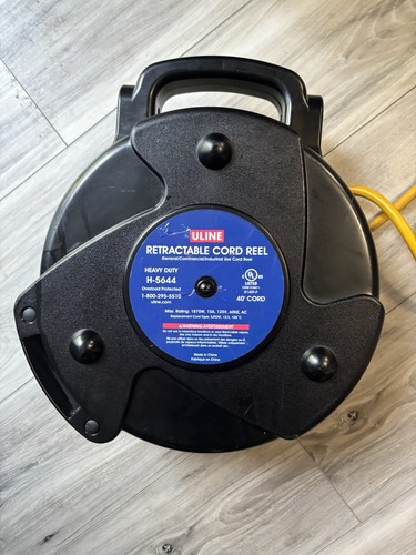 ULINE Retractable 40 ' Heavy Duty Cord Reel 12 Gauge 3 Plug Great Shape Tested