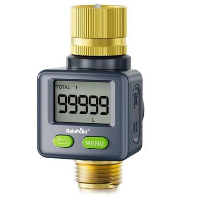 Water Flow Meter 180° Screen-Flip Gallon/Liter for RV Filling Garden Sprinkler