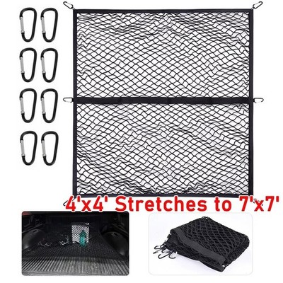 4FTx4FT Cargo Net For Pickup Truck Bed Heavy Mesh Organizer Stretches to 7*7Feet