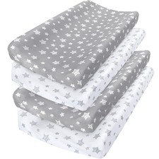 Changing Pad Cover for Boys 4 Pack, Lovely Print Soft Unisex Diaper Change Ta...