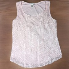 Vtg Y2K Babydoll Top L Coquette Pink Lace Feminine Soft Girl Ethereal Fairy