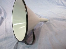 7" WHITE WITH BLACK EDGE ENAMEL WARE FUNNEL WITH HANDLE