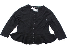 7th Avenue Design Studio BUTTON-UP / PEPLUM SKIRTED HEM Black KNIT CARDIGAN - L