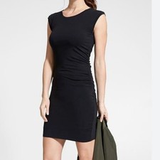 Athleta Carefree Tee Cap Sleeve pima cotton Jersey Knit Dress Small black