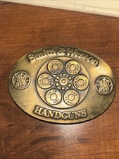 Vintage 1989 Smith Wesson Revolver Brass Bergamot Belt Buckle 44 Magnum