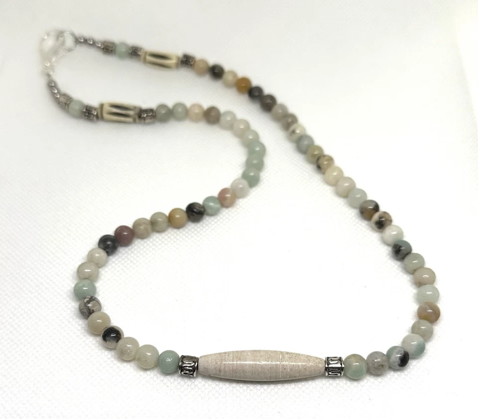 Nuevo collar para hombre estilo amazonita piedra preciosa verde mármol piedra Foto 3 de 4