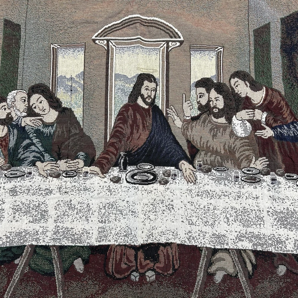 复古 The Last Supper Throw Blanket 耶稣使徒宗教挂毯条纹 — 第 4/4 张图片