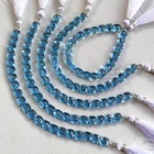 8 mm Teal Aquamarine Color Hydro Quartz Faceted Cushion Beads 7" Strand