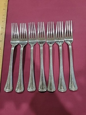 (7) Hampton Silversmith DAZZLE Stainless 8'' Dinner Fork Korea Forks
