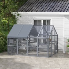 9.2'L Catio Outdoor Cat Enclosure House w/ Condos, Canopy, Gray