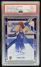 2025-26 Topps Chrome Cooper Flagg Next Stop Geometric Purple RC Auto #/75 PSA 9