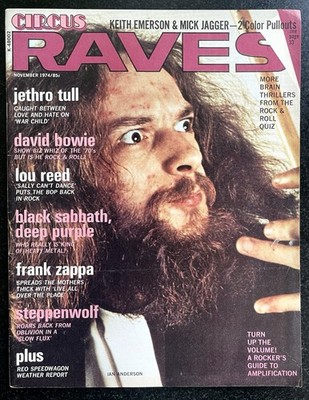 CIRCUS RAVES Magazine Nov 1974 Jethro Tull/Lou Reed/Bowie/Zappa/Jagger Poster