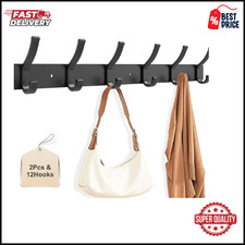 2 Pack Coat Rack Wall Mount, All Metal Wall Hooks for Hanging, Wall Hat Rack wit