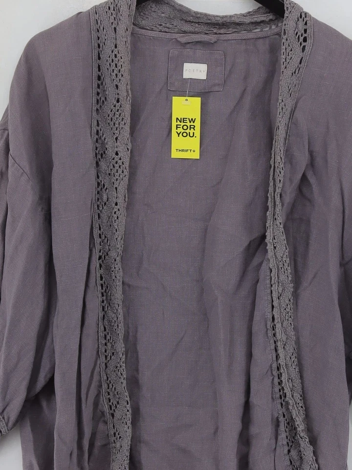 Cárdigan para mujer Poetry UK 10 gris lino con algodón cuello en V Foto 3 de 4