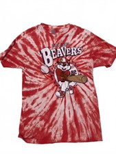 Buc-ee's Beavers Red Tie-Dye Baseball Graphic T-Shirt Medium
