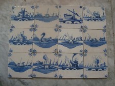 nice set 18th century delft handpainted dutch nice landscape tiles 12 