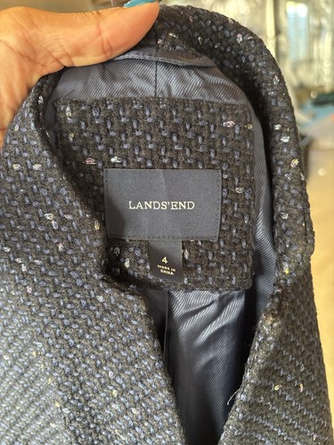 Cappotto donna Lands' End tweed boucle maculato pea NUOVO - Foto 10 di 10