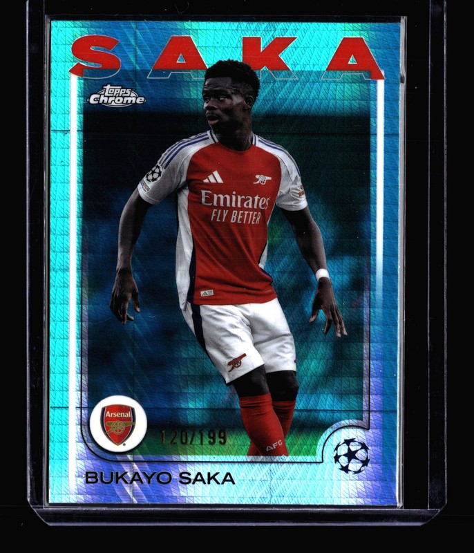 2023-24 Topps Chrome UCC Bukayo Saka Aqua Wave Refractor #/199